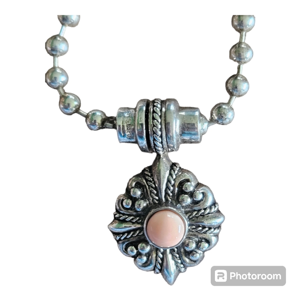Vintage Joseph Esposito Sterling Silver & Coral Necklace